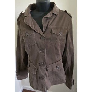 Star Jeans Women Size Medium Military Style Jacket Brown